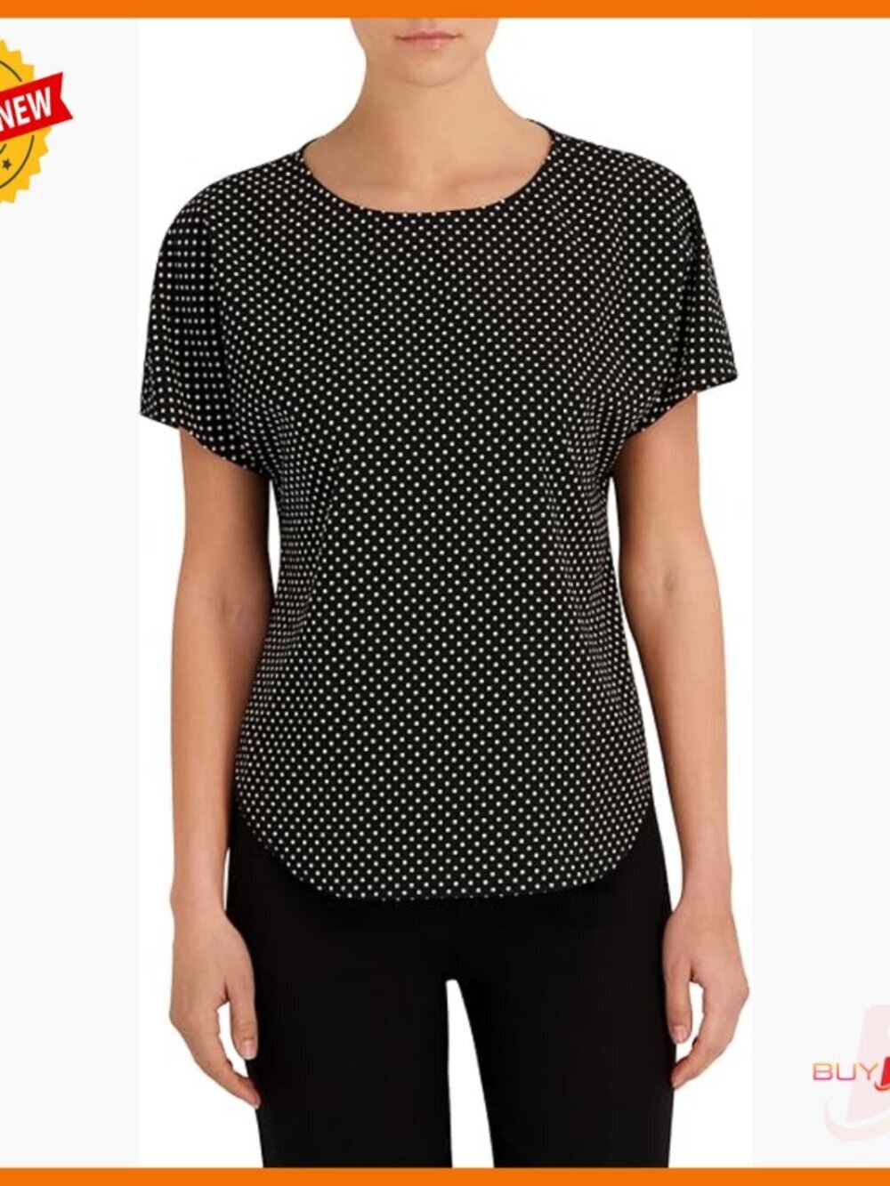 Short Sleeve Boatneck Tunic Top, Wrinkle-Resistant Polyester, Work & Casual